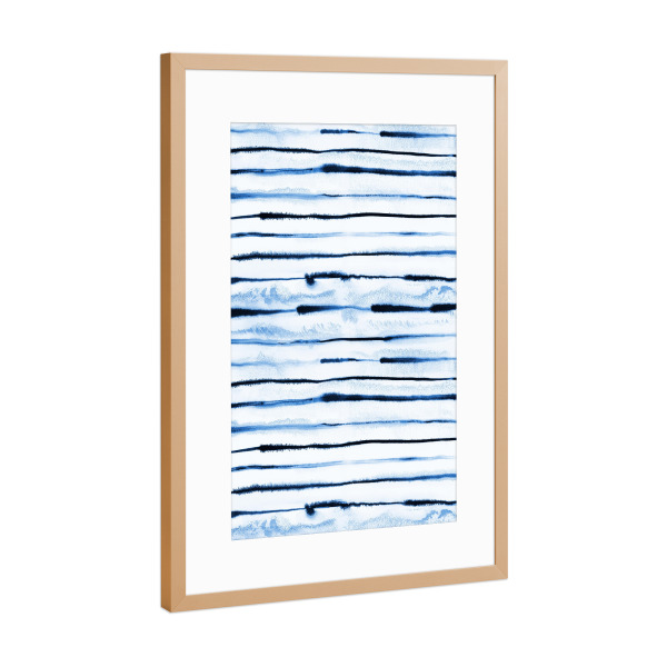 Poster mit Rahmen Kupfer "Electric Ink Lines Indigo" artboxONE - Abstrakt,Geometrie
