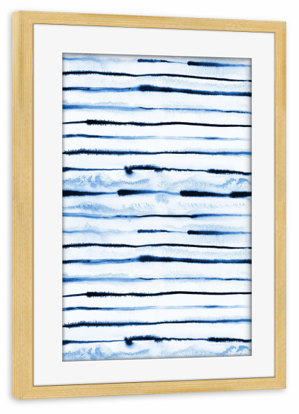 Poster mit Rahmen kiefer "Electric Ink Lines Indigo" artboxONE - Abstrakt,Geometrie
