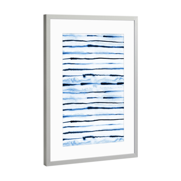 Poster mit Rahmen Silber "Electric Ink Lines Indigo" artboxONE - Abstrakt,Geometrie