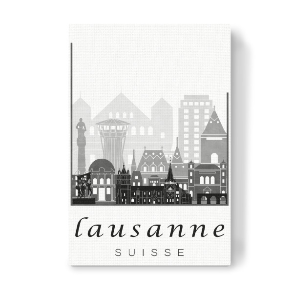Leinwandbild "Lausanne skyline black & white" artboxONE - Städte,Schwarzweiß,Architektur