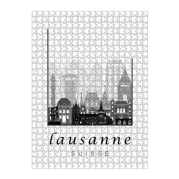 Puzzle Ravensburger "Lausanne skyline black & white" artboxONE - Städte,Schwarzweiß,Architektur