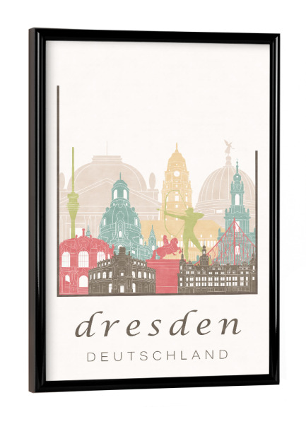 Poster mit schwarzem Rahmen "Dresden skyline pastel" artboxONE - Städte,Architektur,Städte / Dresden