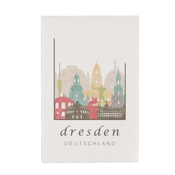 Metall Poster "Dresden skyline pastel" artboxONE - Städte,Architektur,Städte / Dresden