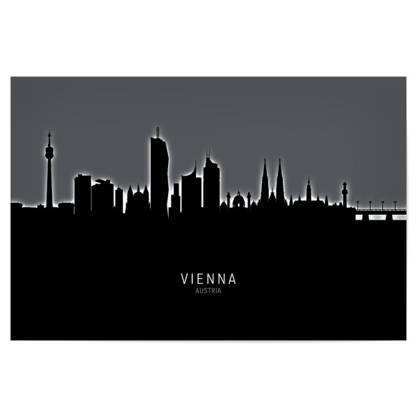 Poster 30x20 cm "Vienna Austria Skyline Glow White" artboxONE - Städte,Schwarzweiß,Städte / Wien