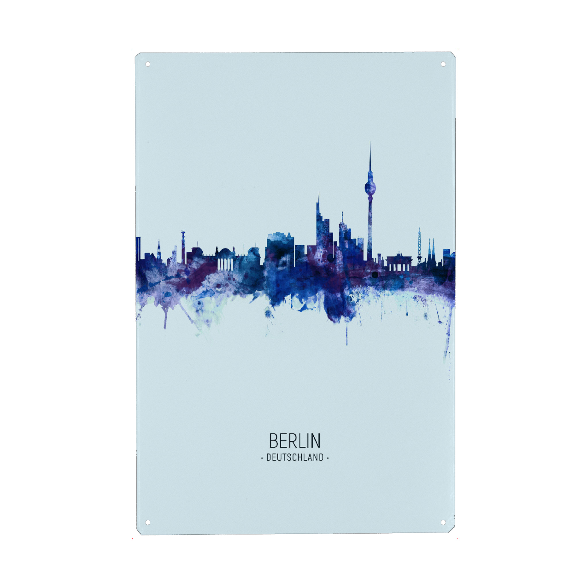Metall Poster "Berlin Germany Skyline Dark Blue" artboxONE - Städte,Städte / Berlin