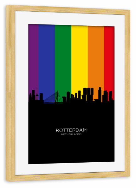Poster mit Rahmen kiefer "Rotterdam Skyline Pride" artboxONE - Städte