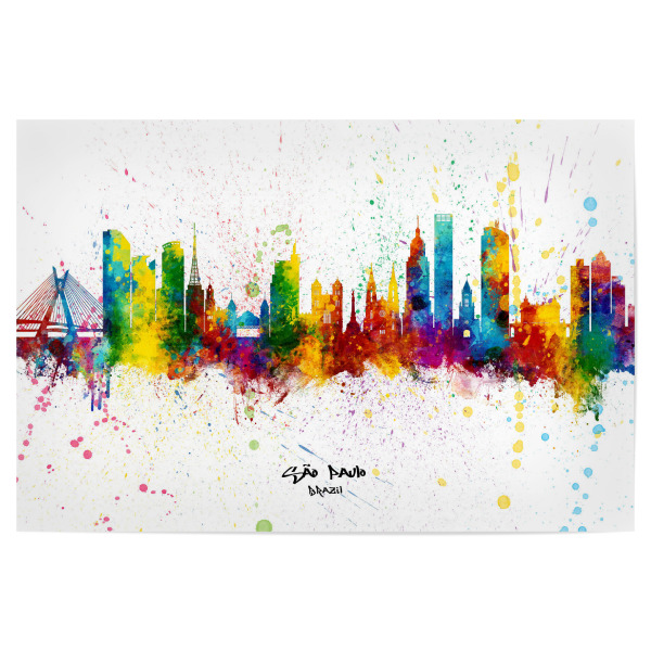 Poster 30x20 cm "São Paulo Skyline Brazil Splash" artboxONE - Städte - São paulo,Brazil,Skyline,Cityscape,Stadtbild,Watercolor,City