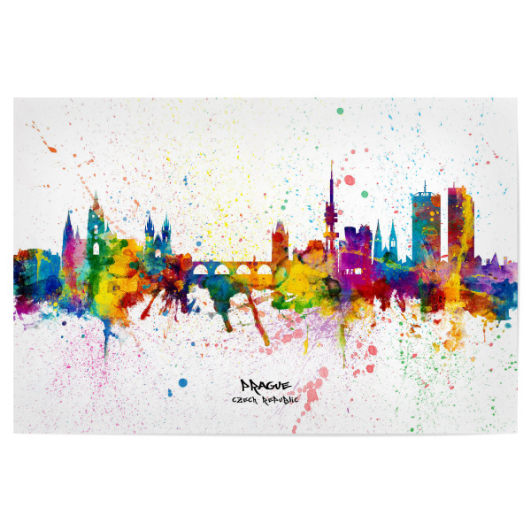 Poster 30x20 cm "Prague Skyline Splash" artboxONE - Städte / Prag - Prague,Czech republic,Skyline,Cityscape,Stadtbild,Watercolor,City