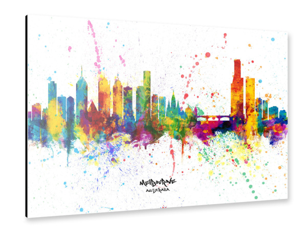 Alu-Dibond "Melbourne Australia Skyline Splash" 30x20 cm artboxONE