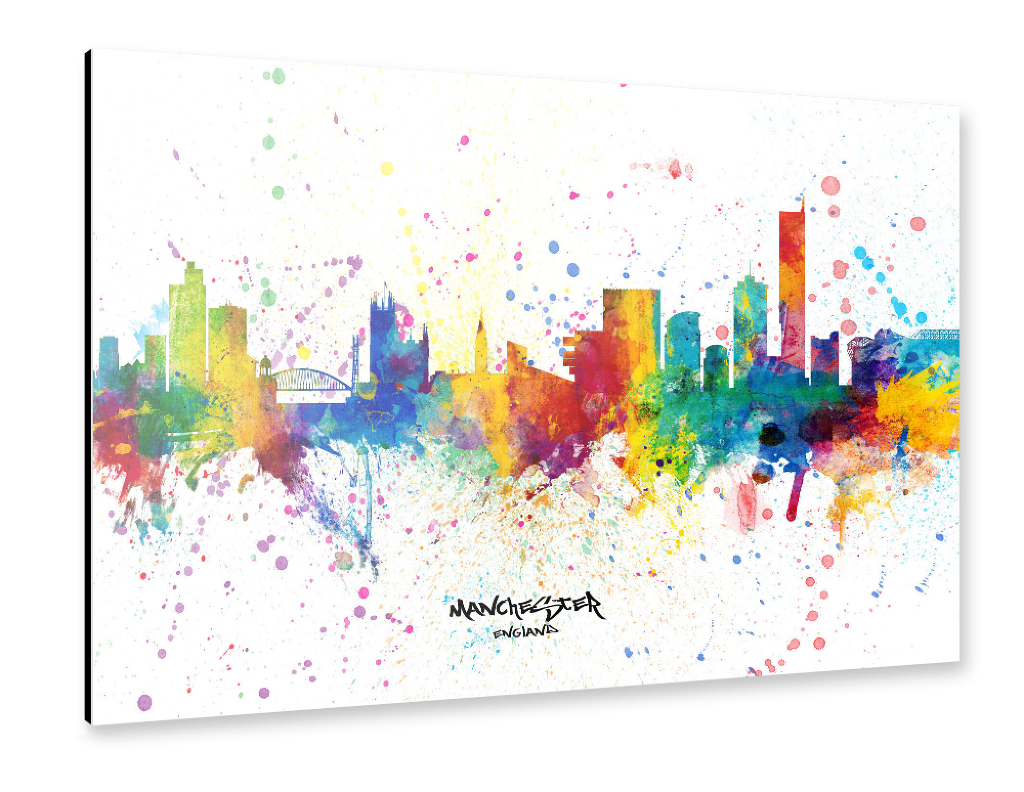 Alu-Dibond "Manchester England Skyline Splash" 30x20 cm artboxONE