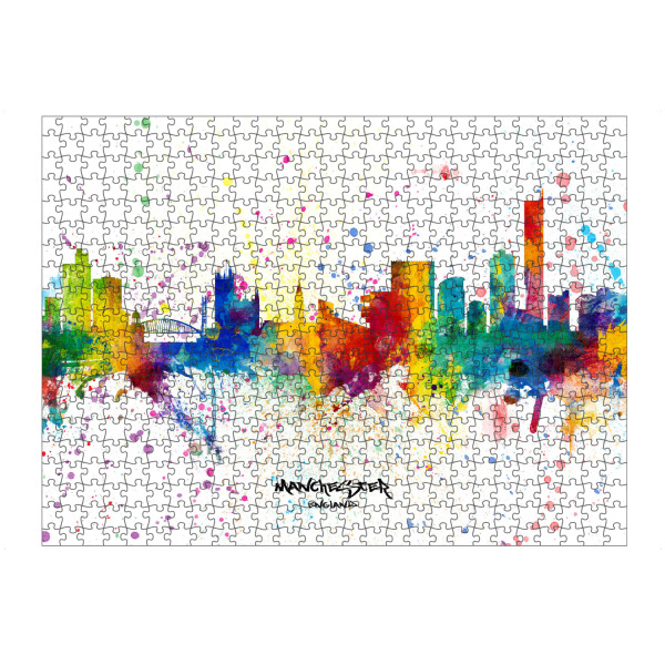 artboxONE Puzzle "Manchester England Skyline Splash" artboxONE - Städte - Manchester,England,Skyline,Cityscape,Stadtbild,Watercolor,City