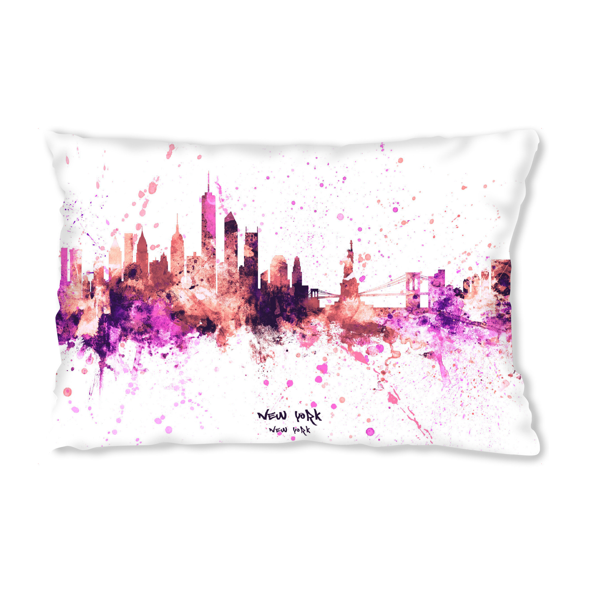 Design-Kissen "New York Skyline RosePink" artboxONE - Städte,Städte / New York - New york,Skyline,Cityscape,Stadtbild,Watercolor,Usa,City