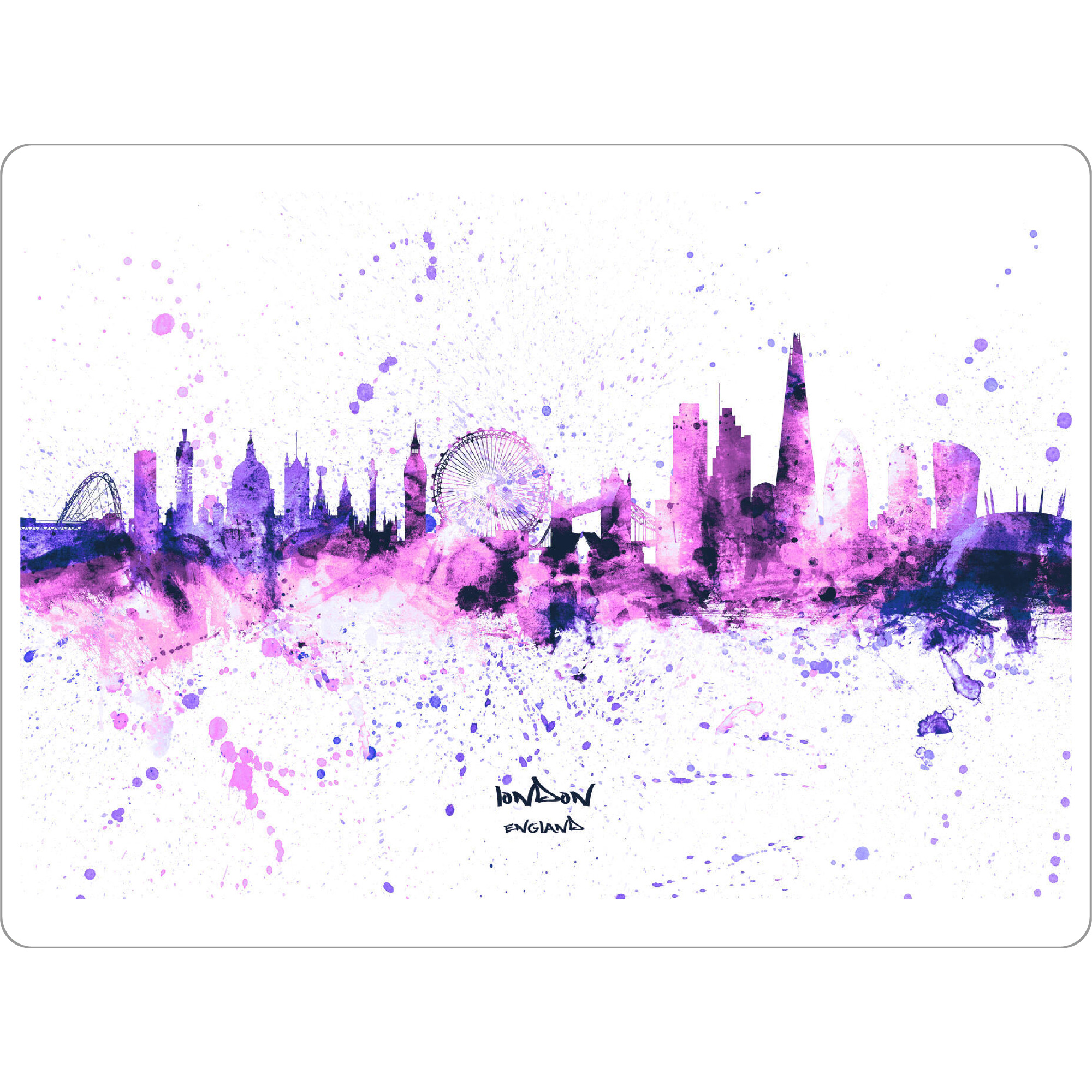 Tischset "London England Skyline PurplePink" artboxONE - Städte,Städte / London - London,England,Skyline,Cityscape,Stadtbild,Watercolor,City