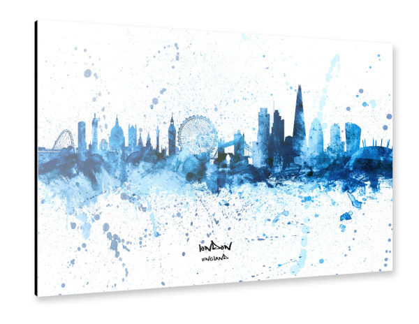 Alu-Dibond "London England Skyline SplashBlue" 30x20 cm artboxONE