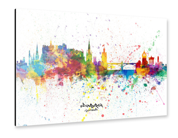 Alu-Dibond "Edinburgh Scotland Skyline Splash" 30x20 cm artboxONE