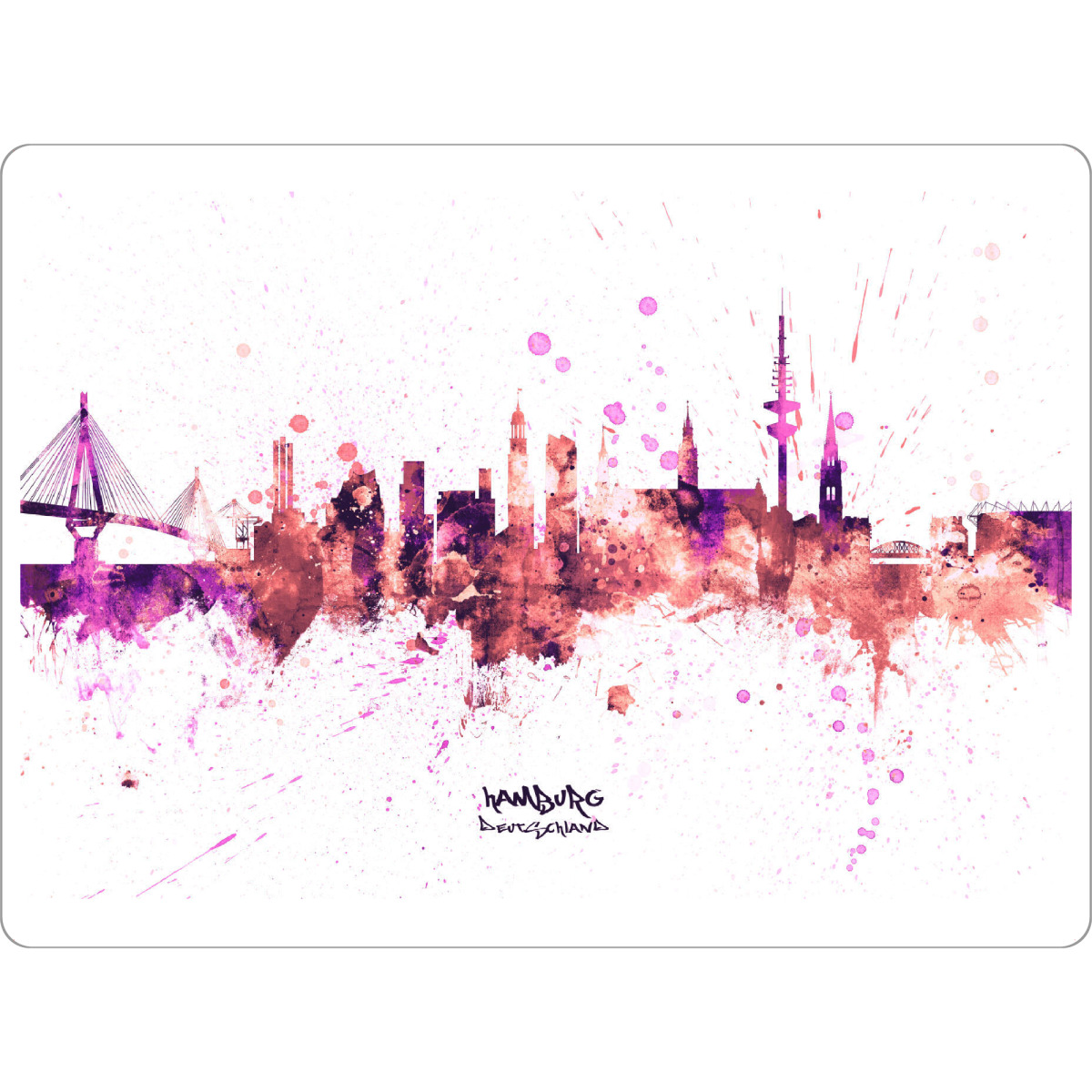 Tischset "Hamburg Germany Skyline RosePink" artboxONE - Städte,Städte / Hamburg - Hamburg,Germany,Skyline,Cityscape,Stadtbild,Watercolor,City