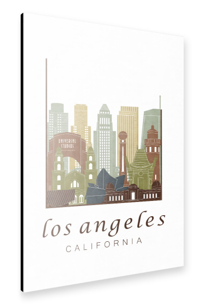 Alu-Dibond "Los Angeles skyline light brown" 30x20 cm artboxONE