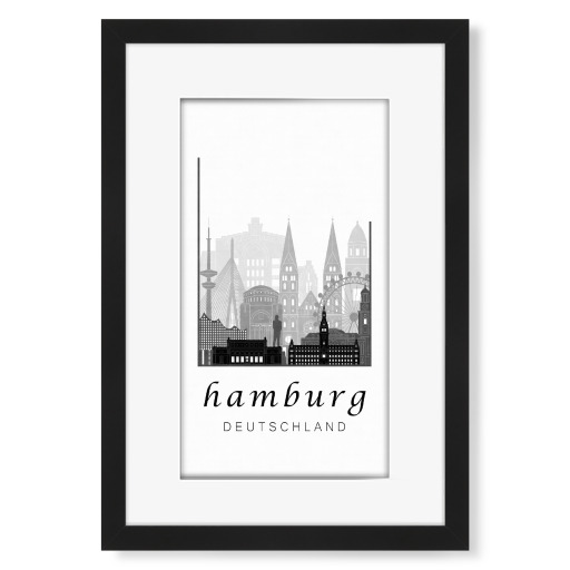 Hamburg skyline black & white