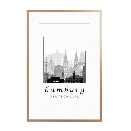 Hamburg skyline black & white