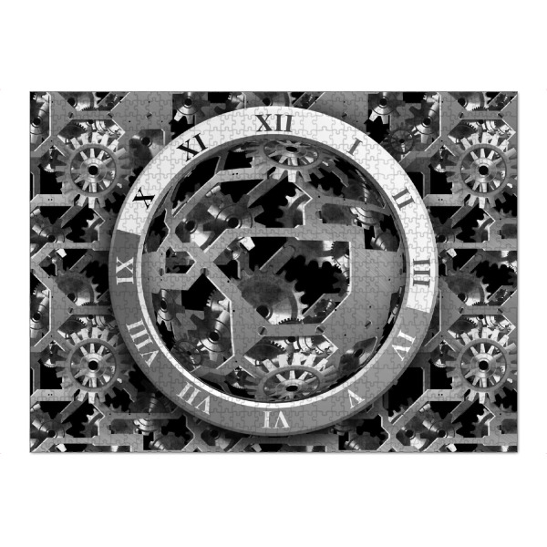 Puzzle Ravensburger "Uhrenzahnrädchen schwarz" artboxONE - Abstrakt,Schwarzweiß - Uhrenzahnrädchen,Uhr,Zahnrad,Dekor,Muster - Bild uhrenzahnrädchen