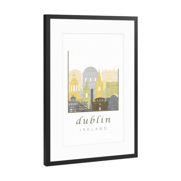 Poster mit Rahmen Schwarz (Metallic) "Dublin skyline desert" artboxONE - Städte,Architektur