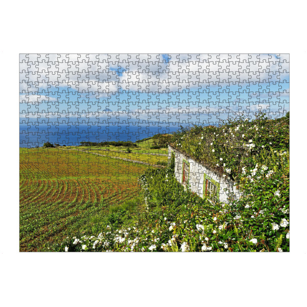 artboxONE Puzzle "Haus mit Blumen und Inselblick" artboxONE - Natur,Reise,Reise / Strand und Meer