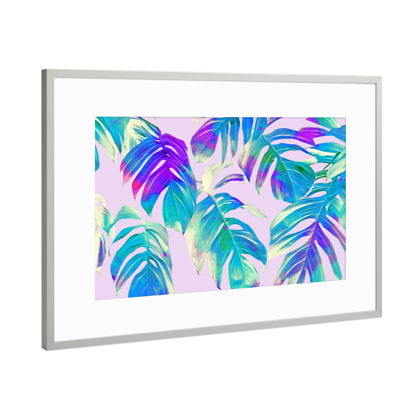 Poster mit Rahmen Silber "Monstera Leaves-II" artboxONE - Natur