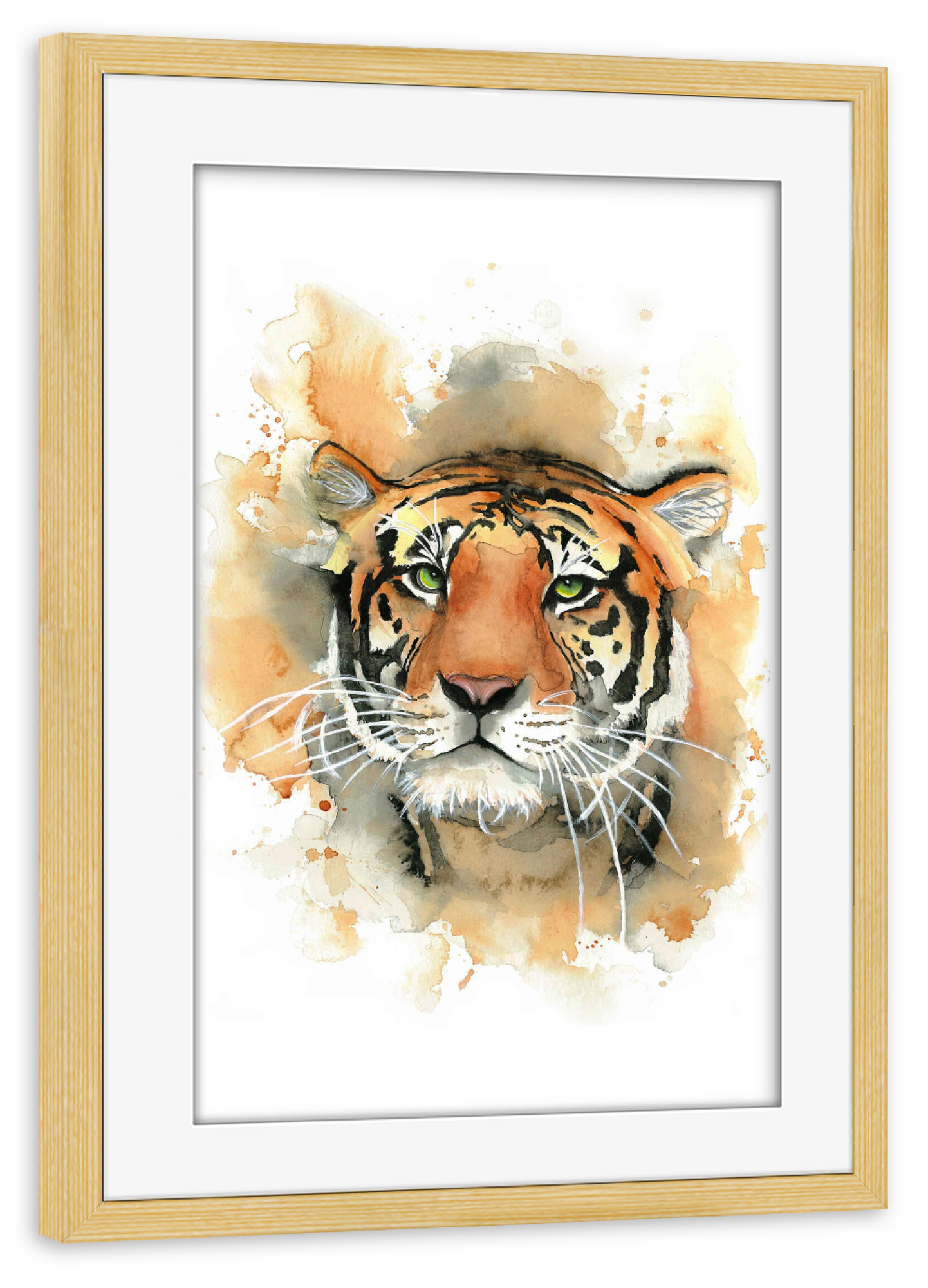 Poster mit Rahmen kiefer "Wildlife Tiger" artboxONE - Tiere,Schwarzweiß
