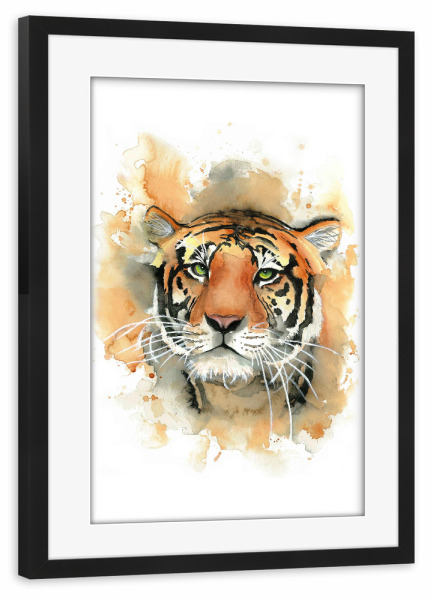 Poster mit Rahmen schwarz "Wildlife Tiger" artboxONE - Tiere,Schwarzweiß