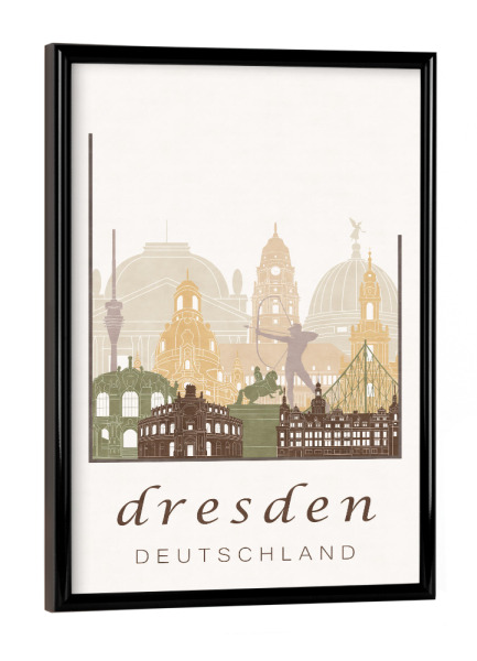 Poster mit schwarzem Rahmen "Dresden skyline rustic" artboxONE - Architektur,Städte / Dresden