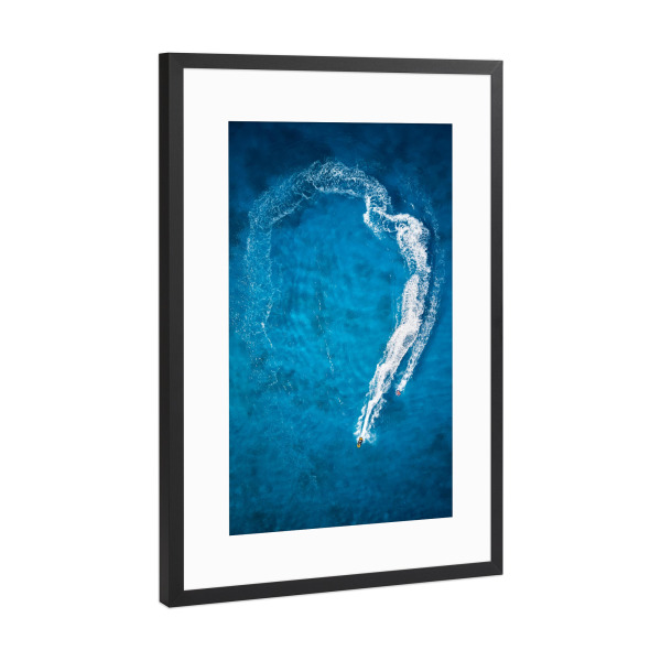 Poster mit Rahmen Schwarz (Metallic) "Water Race" artboxONE - Reise / Strand und Meer,Sport