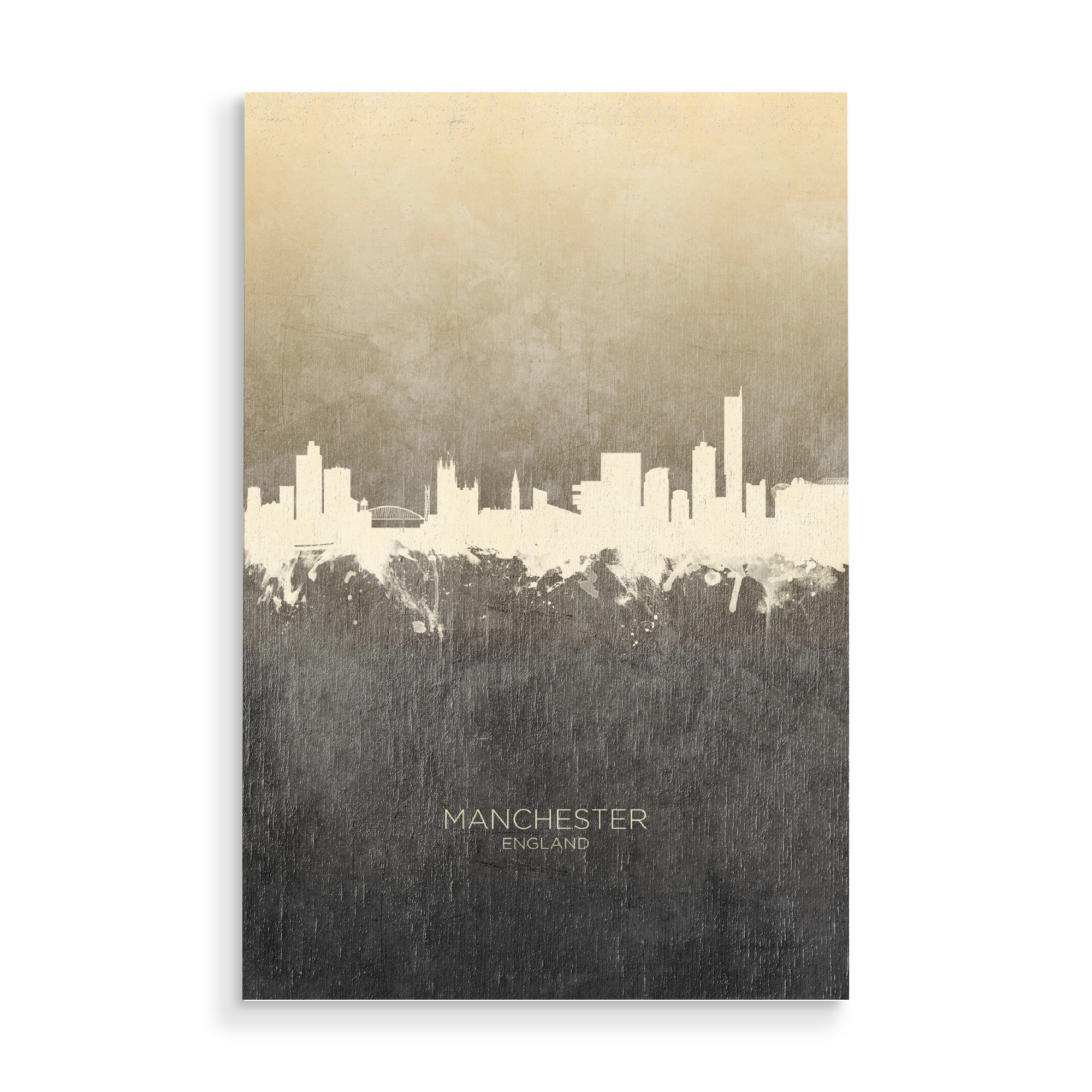 Holzbild "Manchester England Skyline Taupe" artboxONE - Städte