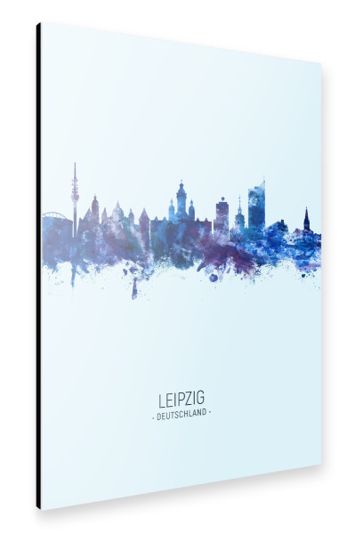 Alu-Dibond "Leipzig Germany Skyline Dark Blue" 30x20 cm artboxONE