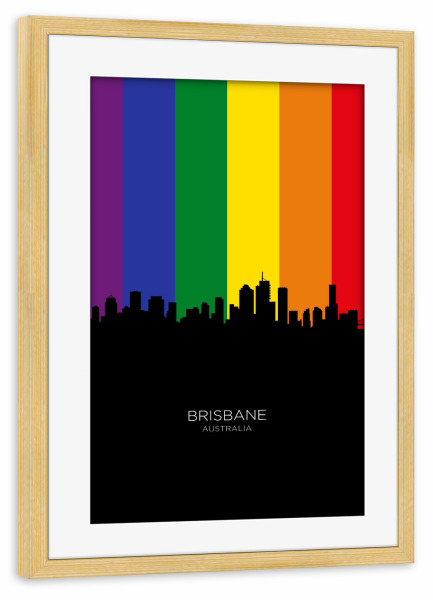 Poster mit Rahmen kiefer "Brisbane Australia Skyline Pride" artboxONE - Städte