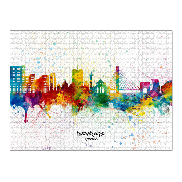 Puzzle Ravensburger "Bucharest Romania Skyline Splash" artboxONE - Städte
