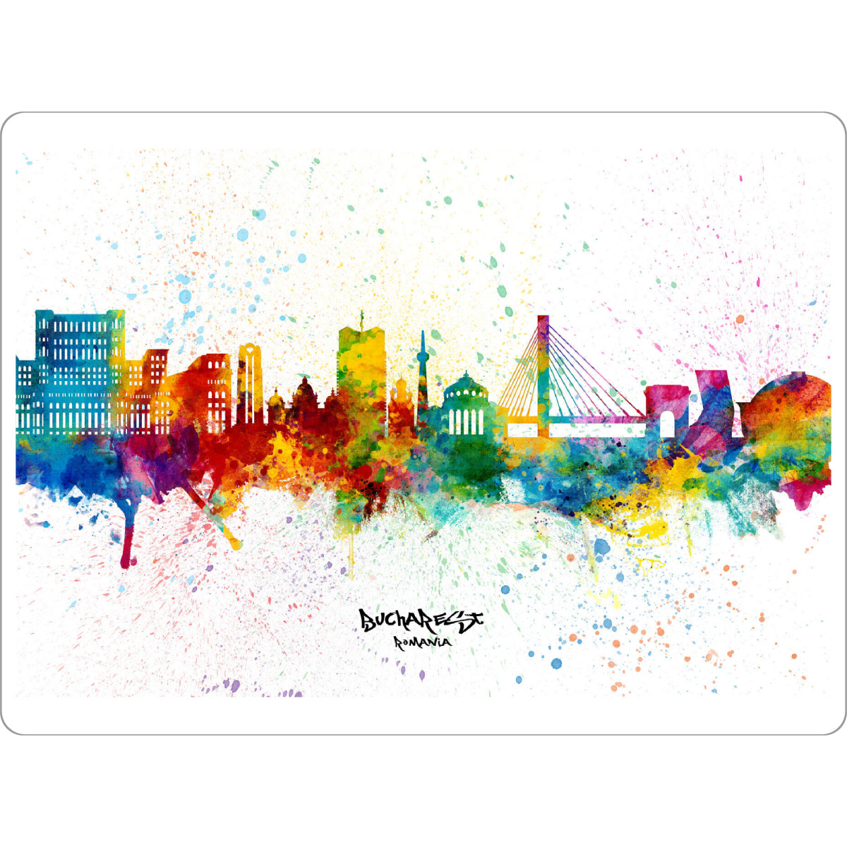 Tischset "Bucharest Romania Skyline Splash" artboxONE - Städte