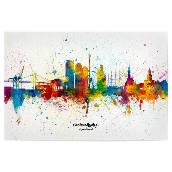 Poster "Gothenburg Sweden Skyline Splash" artboxONE - Städte - Gothenburg,Sweden,Skyline,Bunt,Cityscape,Stadtbild,Watercolor,City