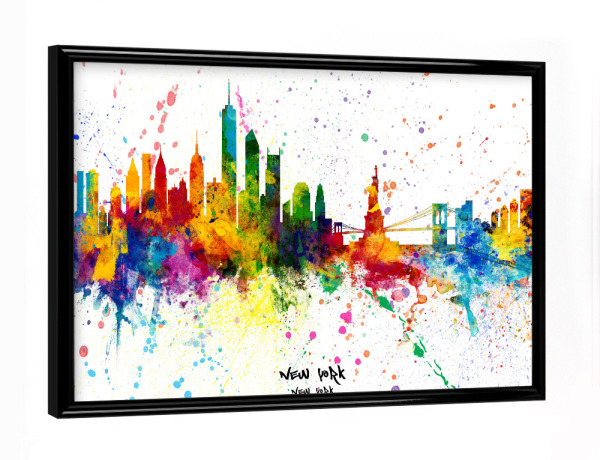 Poster mit schwarzem Rahmen "New York Skyline Splash" artboxONE - Städte,Städte / New York