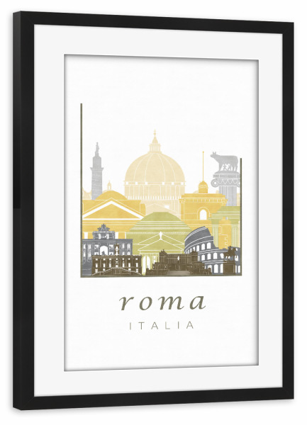 Poster mit Rahmen schwarz "Rome skyline desert" artboxONE - Architektur,Städte / Rom