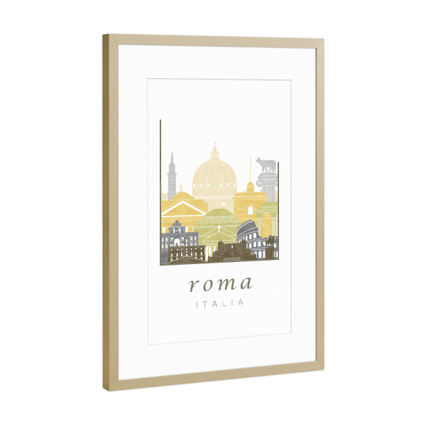 Poster mit Rahmen Gold "Rome skyline desert" artboxONE - Architektur,Städte / Rom