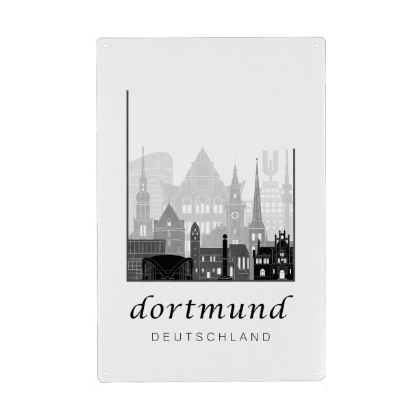 Metall Poster "Dortmund skyline black & white" artboxONE - Städte,Schwarzweiß,Architektur