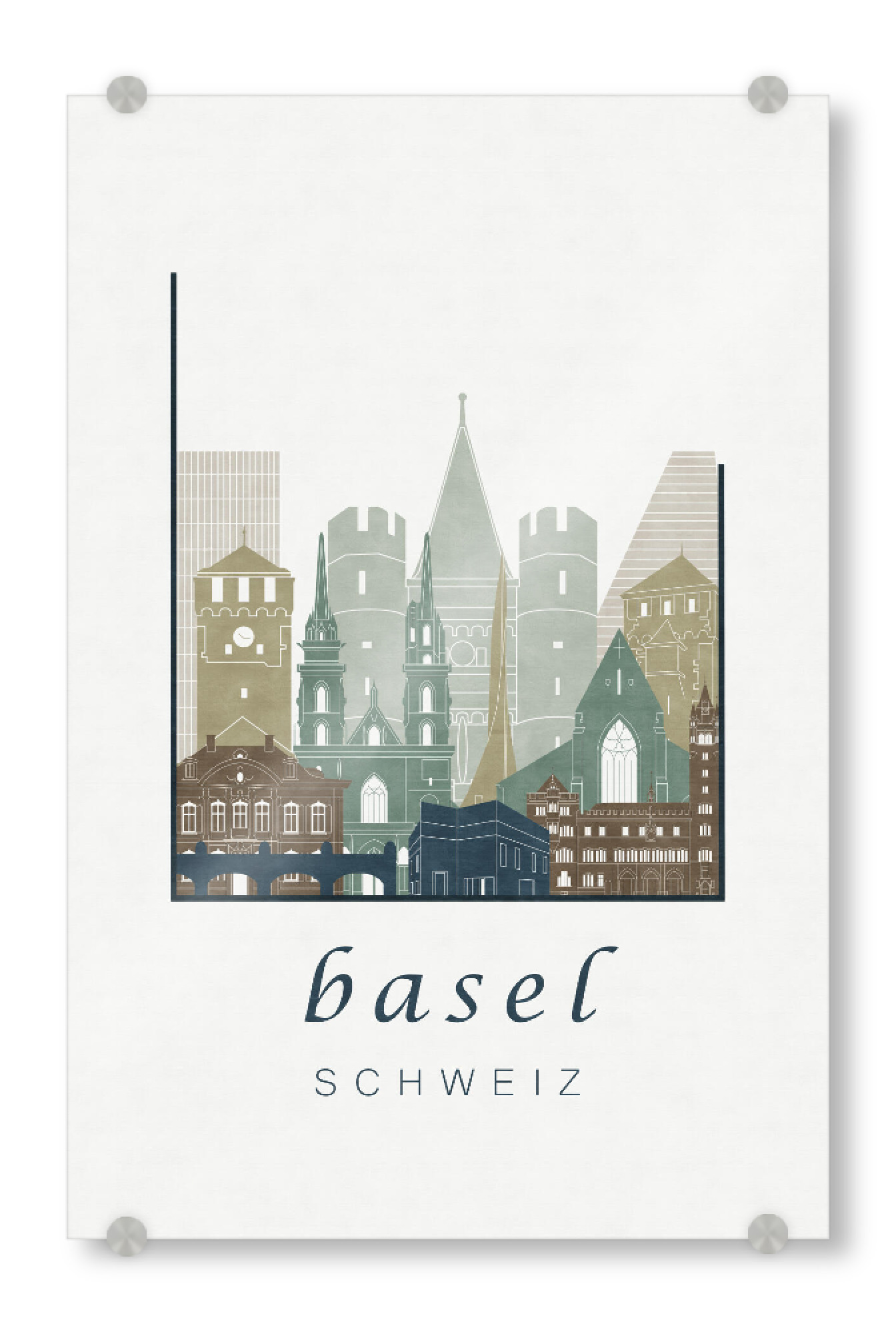 Acrylglasbild "Basel skyline light blue" artboxONE - Städte,Architektur