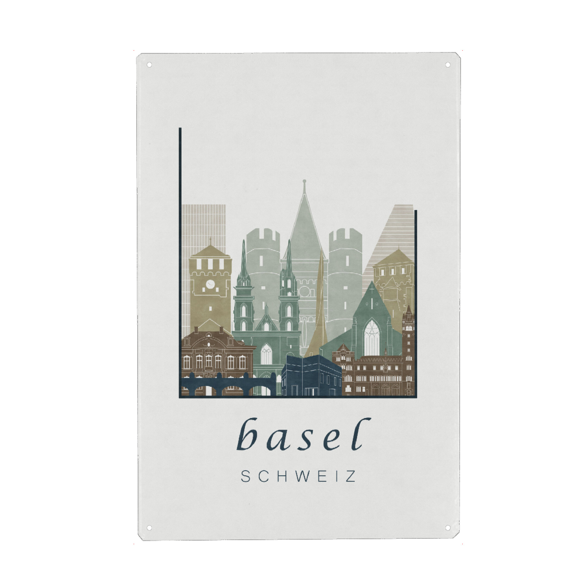 Metall Poster "Basel skyline light blue" artboxONE - Städte,Architektur