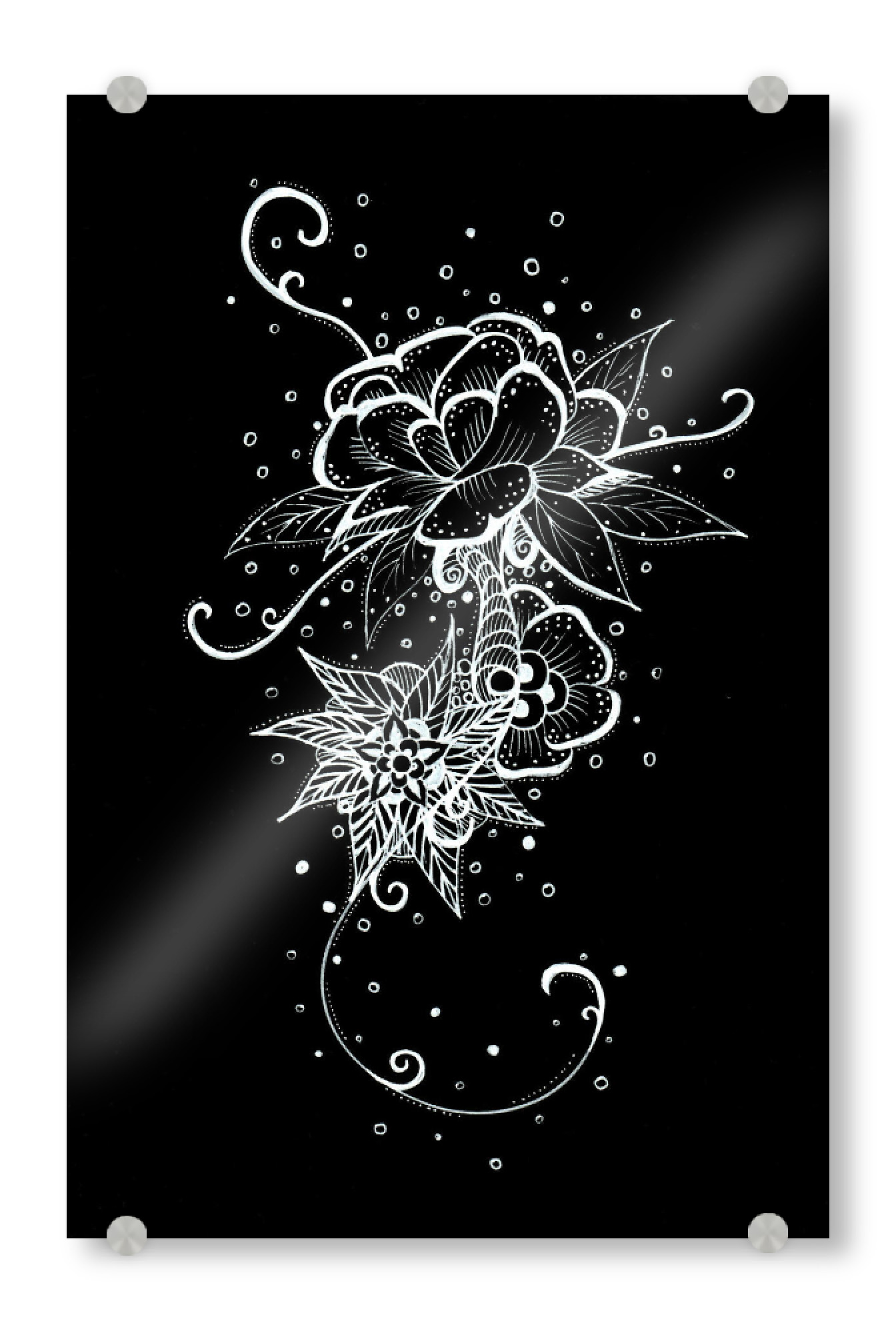 Acrylglasbild "Abstract Rose Tattoo" artboxONE - Floral,Abstrakt,Schwarzweiß