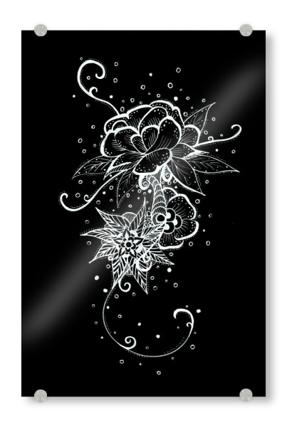 Acrylglasbild "Abstract Rose Tattoo" artboxONE - Floral,Abstrakt,Schwarzweiß