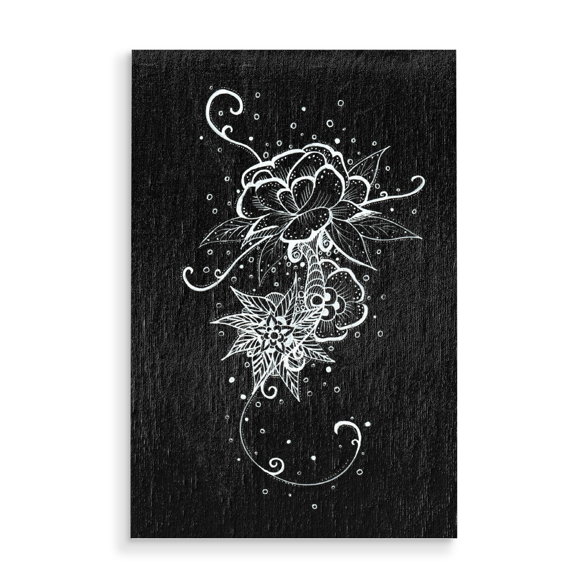 Holzbild "Abstract Rose Tattoo" artboxONE - Floral,Abstrakt,Schwarzweiß