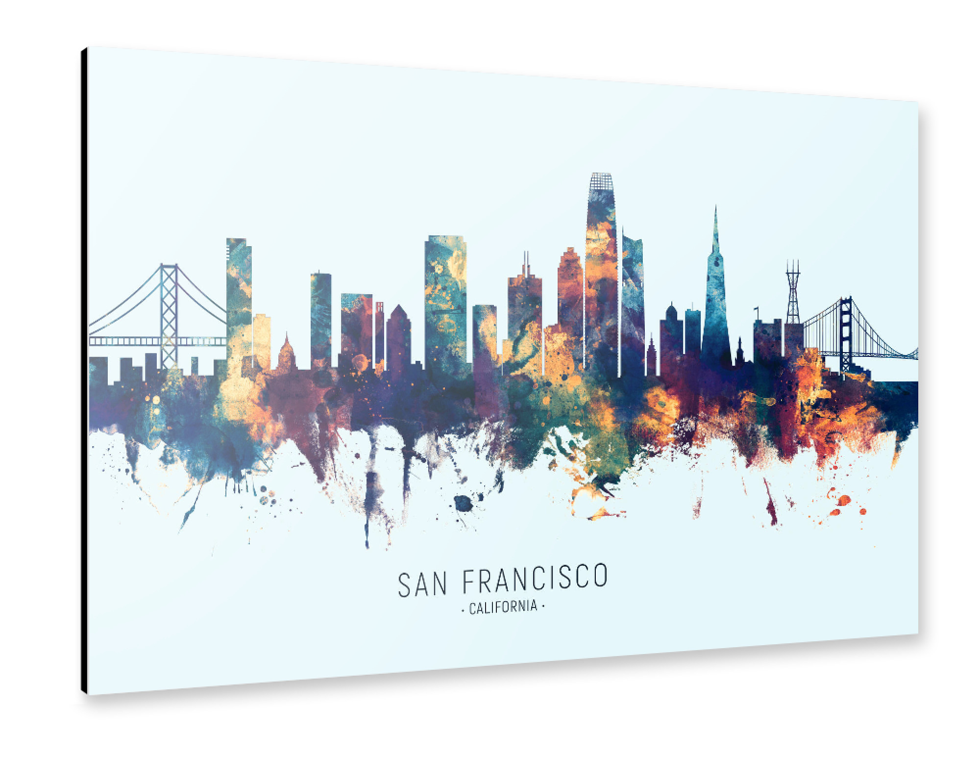 Alu-Dibond "San Francisco Skyline BlueOrange" 75x50 cm artboxONE