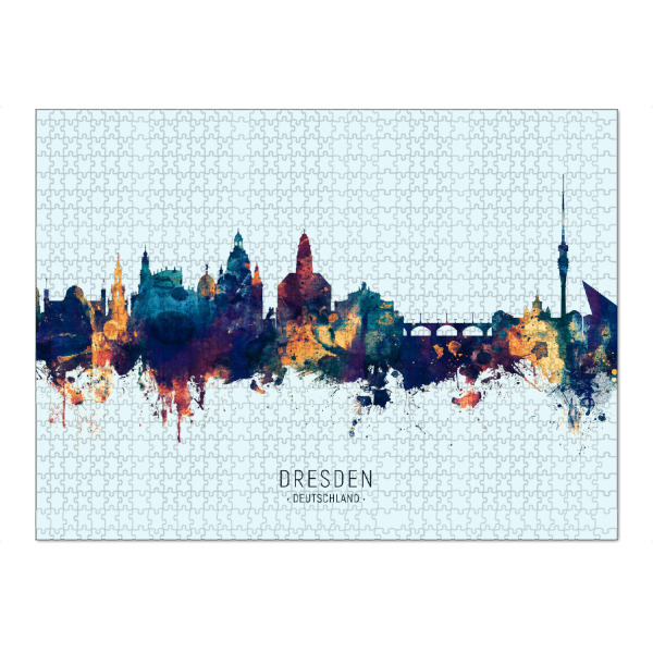 Puzzle Ravensburger "Dresden Germany Skyline BlueOrange" artboxONE - Städte,Städte / Dresden