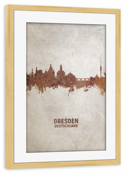 Poster mit Rahmen kiefer "Dresden Germany Skyline Rust" artboxONE - Städte,Städte / Dresden