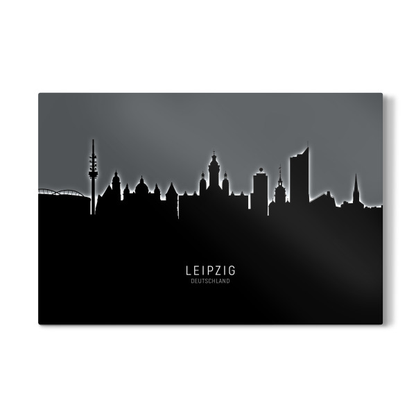Galerie-Print "Leipzig Germany Skyline Glow White" 30x20 cm artboxONE